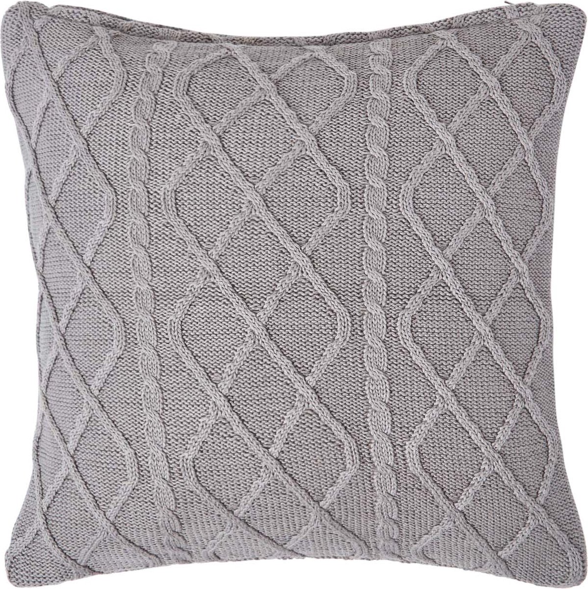 Homescapes Grijze katoenen kabelgebreide kussenhoes 45 x 45 cm Grijs