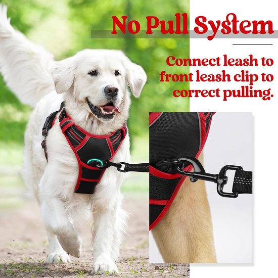 HEELE Hondentuig Hondenharnas voor Grote Honden No Pull Hond Harnas met Handvat Hondentuig Reflecterende Verstelbare Huisdier Vest voor Buitentraining Wandelen, Grasgroen, L