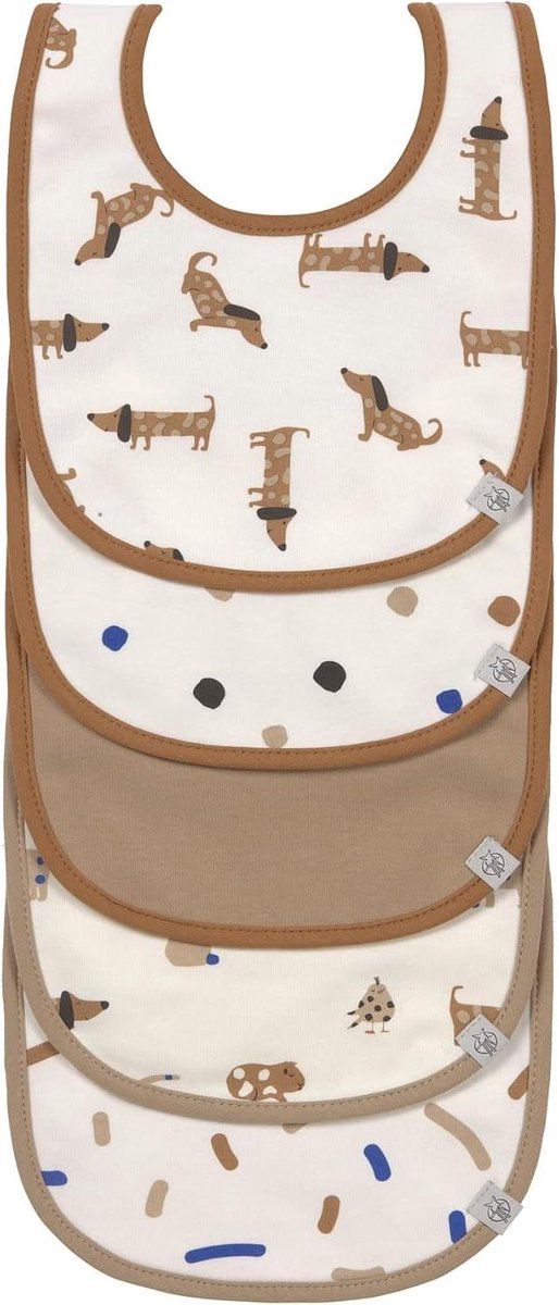 Goedkoopste Baby slabbetjesset Waterdichte katoenen klittenbandsluiting Little Mateys koningsblauw - 5 stuks
