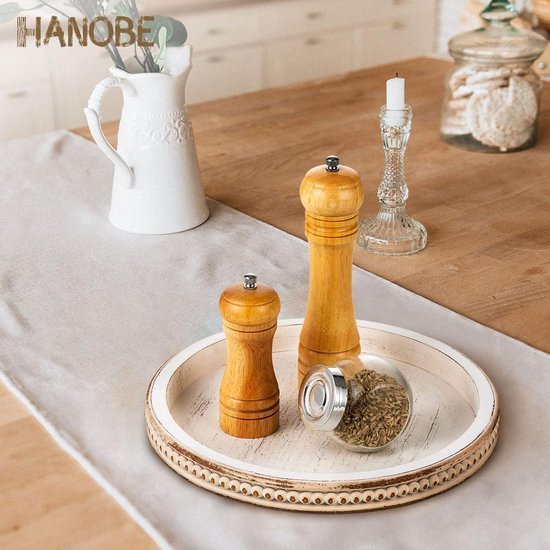 Hanobe Grote Ronde Ottomaanse Tray: Salontafel Lade Rustieke Dienblad Boerderij Houten Cirkel Trays Home Decor voor Teller 45 x 45 cm