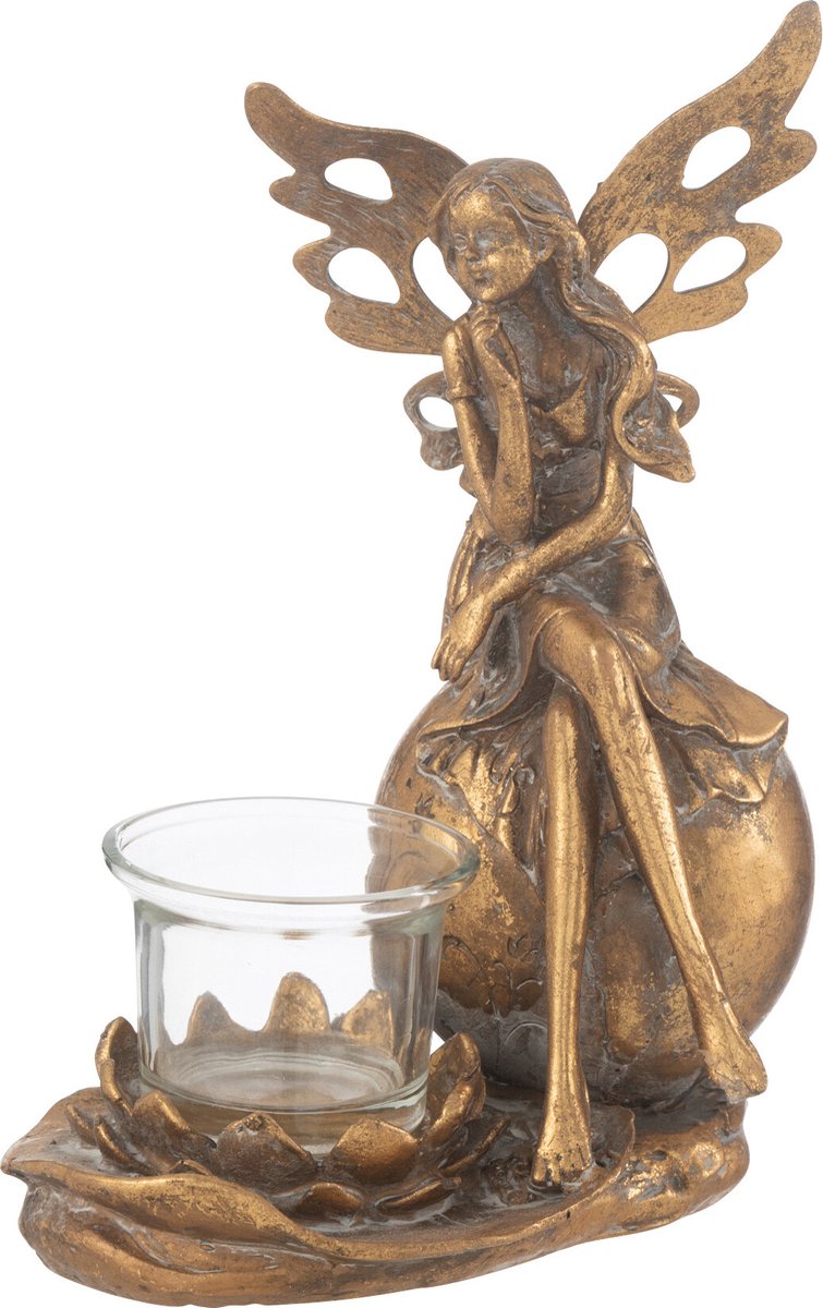 J-Line theelichthouder Vidia - metaal - goud - large