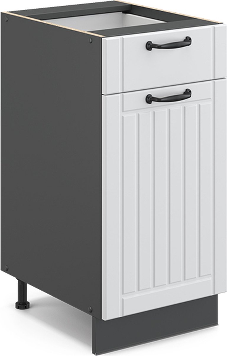 Vicco Fame-Line Keukenonderkast – 40 cm, WB Antraciet Wit Landhuis Wit landelijk/Antraciet