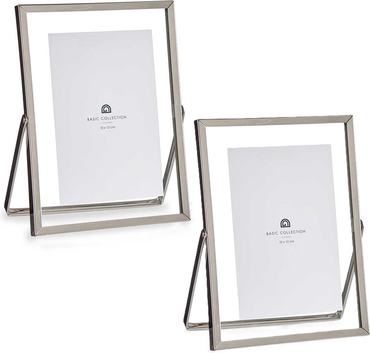 Giftdecor Fotolijstje voor 10 x 15 cm foto - 2x - zilver - metaal - Modern - frame 16 x 21 cm