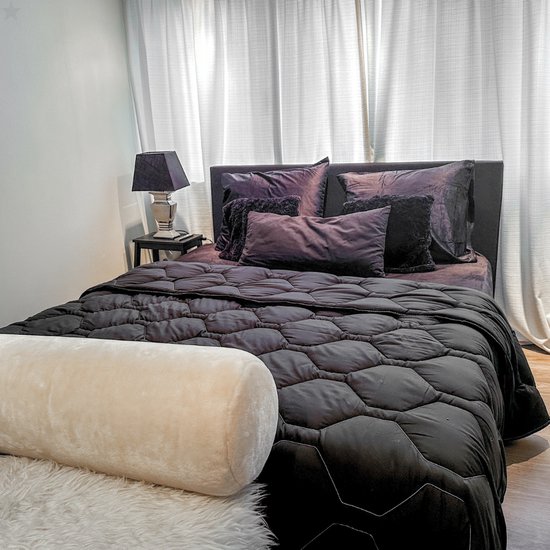 HappyBed Couette toute l'année simple 200x200 - Double - Couette lavable sans housse - Imprimée sans housse - Couette sans housse avec impression - Noir