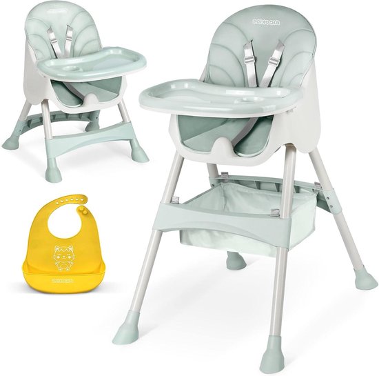 Mobiclinic®, Evolutionaire hoge stoel, 3 in 1, 6-36 maanden, 15 kg, Opvouwbaar, Verstelbaar hoogte rugleuning, Dubbel afneembaar dienblad, 360 graden draaibare wielen, 5-puntsgordel