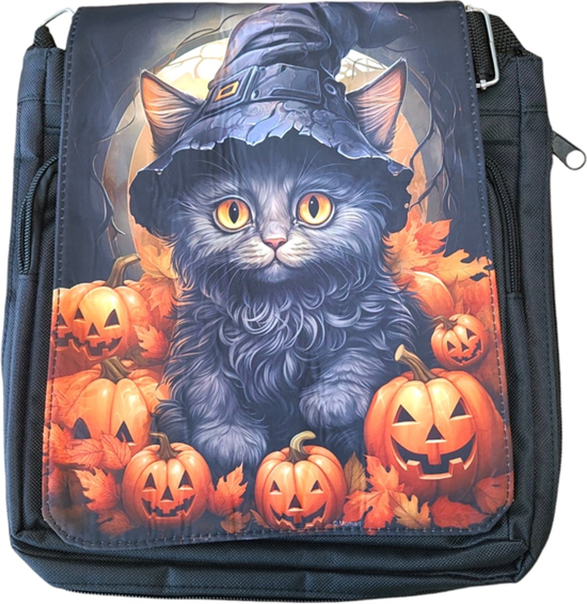 Black Cat Pumpkins Messenger Bag Small