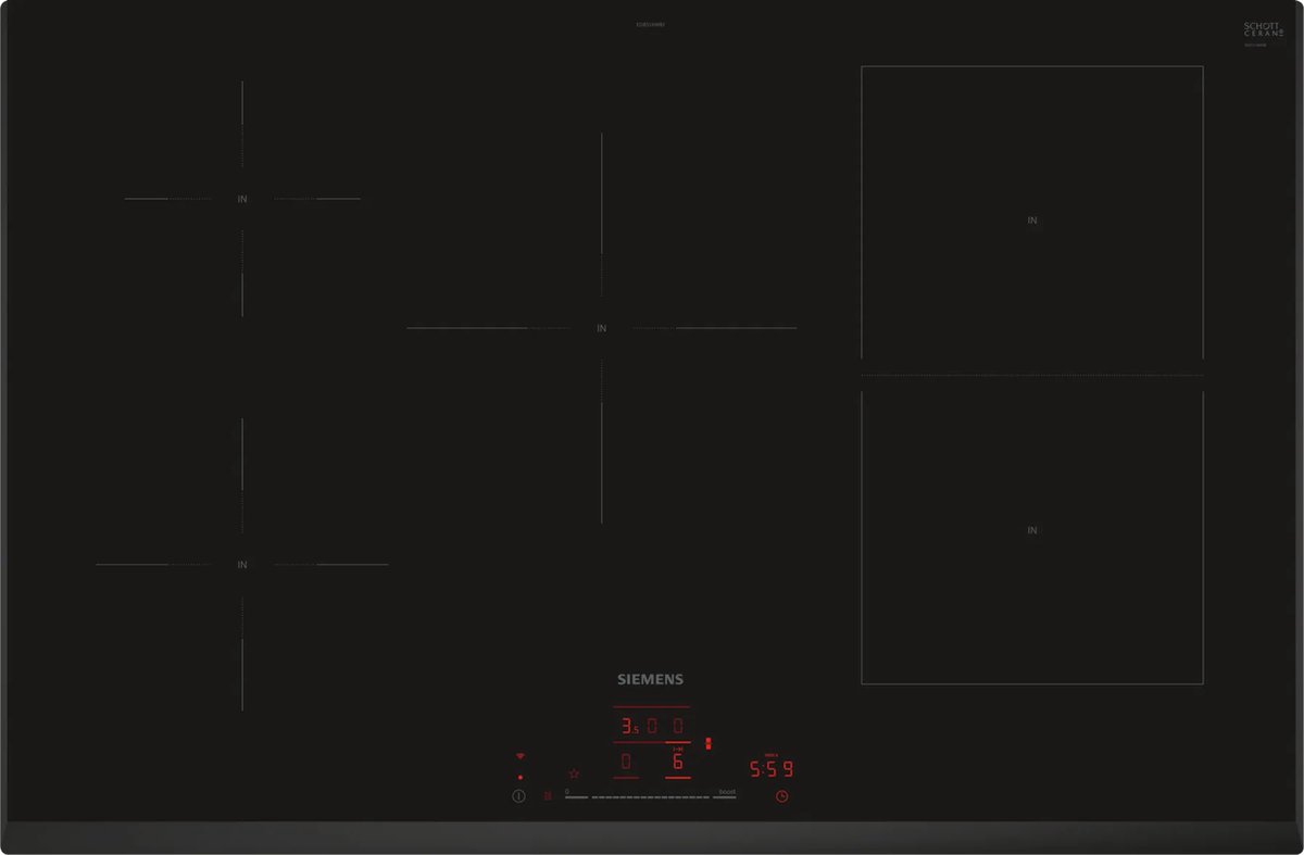 Siemens iQ500 ED851HWB1E kookplaat Zwart Ingebouwd 80 cm Inductiekookplaat zones 5 zone(s)