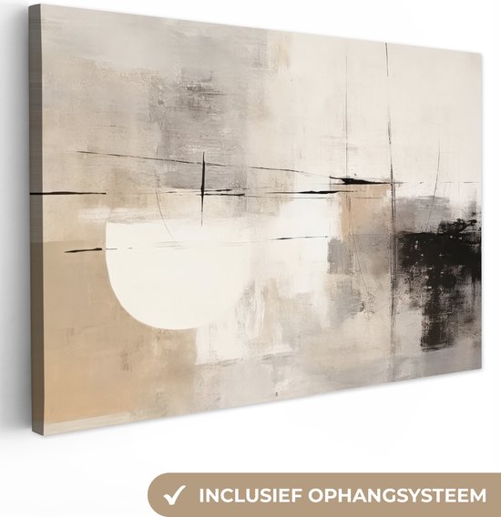 Peinture abstraite avec demi-cercle et le texte 'Système de suspension inclus'.