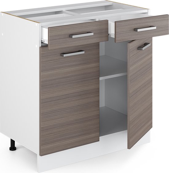 Vicco Meuble bas de cuisine R- Line, Grijs/ Wit, 80 cm sans plan de travail