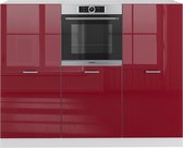 Meuble de cuisine Vicco R- Line – 180 cm sans plan de travail Bordeaux brillant/blanc sans plan de travail