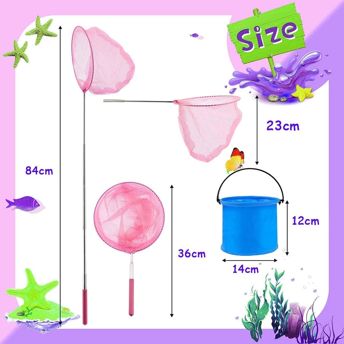 Roysmart Telescopische Schepnet Voor Kinderen, Set Van 2 Vlindernet Met Telescoopstang Outdoor Ideaal Het Vangen Insecten Vissen Tuinactiviteiten Natuur Wetenschap 1012274949