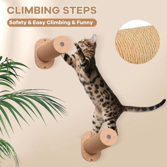 EXTFANS Kattenklimwandset, klimwand katten van massief hout, krabboom