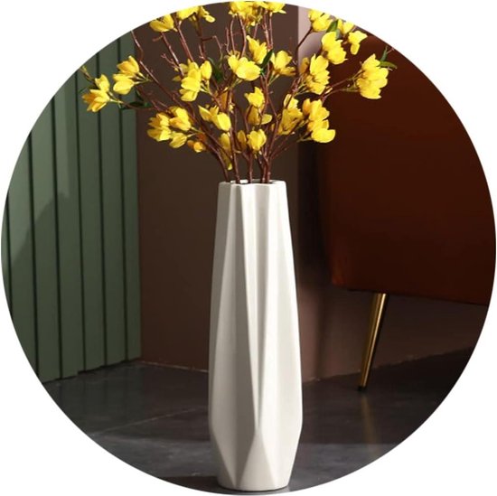 Keramische Vazen retro Bloemen Reliëf Vaas Rimpel Wit Of Blauw Glazuur Afwerking Vaas Geschikt Voor Home Decor, Centerpieces(Size:11 * 11 * 24.5CM,Color:Blauw