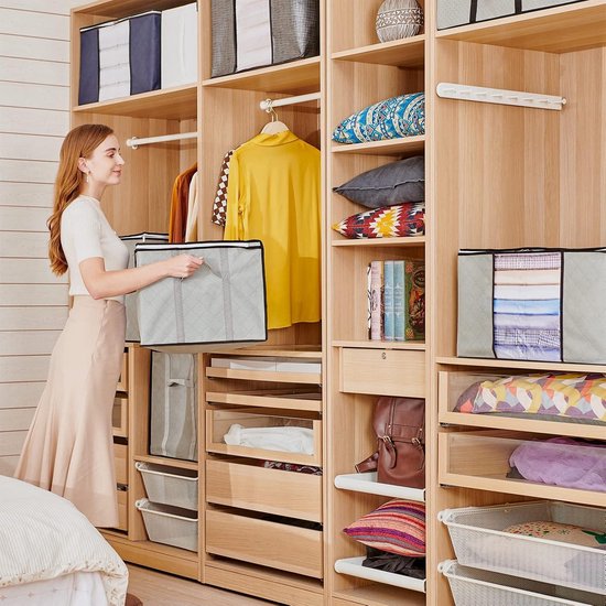 Collazoey 6 stuks stoffen opbergdozen, opvouwbare opbergkubussen, 27 x 27 x 28 cm, vliesstof, vouwdozen met handvat, kleur Kallax-dozen voor het opbergen van kleding, speelgoed, boeken