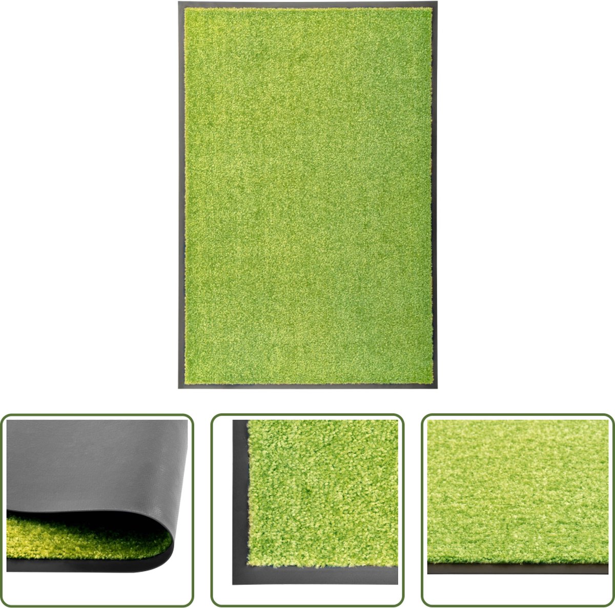 The Living Store Deurmat Binnen Buitenmat Groen 90x60 cm Polyamide Anti-Slip PVC