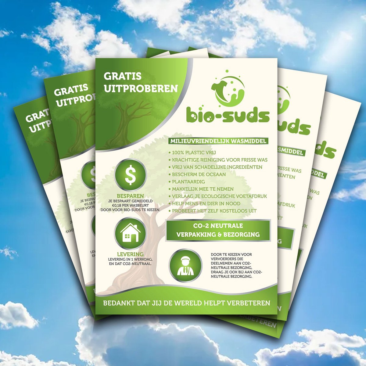 Goedkoopste GREENGOODS® - Wasstrips proefpakket - Biologische Wasstrips - Wasmiddeldoekjes - 10 wasjes (5 strips) - 100 plastic-vrij