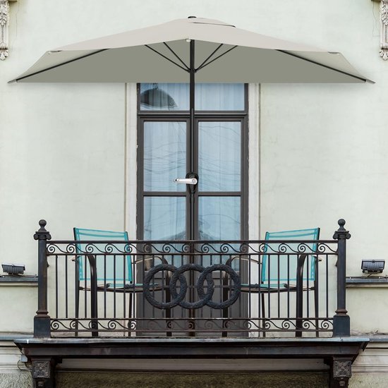 Halve parasol - 2,7 m terrasparasol met gemakkelijke zwengel - halve