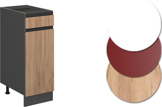 Vicco R- Line Cuisine Meuble bas de cuisine – 30 cm, WB Anthracite Chêne doré puissant, WB Anthracite