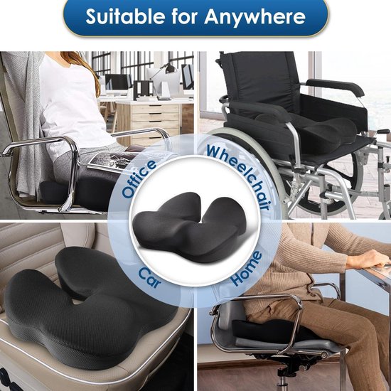 Coussin D’assise Orthopédique Et Coussin Lombaire En Mousse Mémoire - Confort Parfait Pour Bureau, Voiture Et Fauteuil Roulant