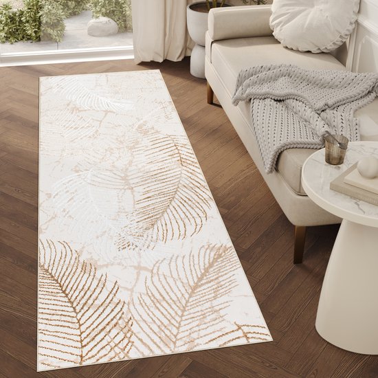 Tapiso Crystal Runner Tapis Tapis Beige Clair à Poils Courts Taille - 100x300