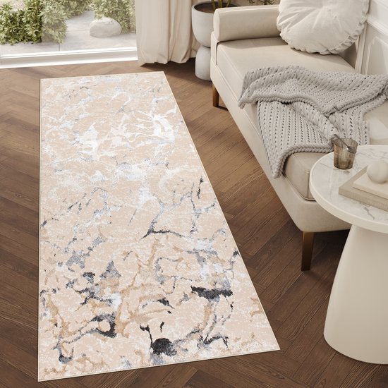 Tapiso Crystal Runner Carpet Runner Grijs Tapis à Poils Courts Taille - 70x100