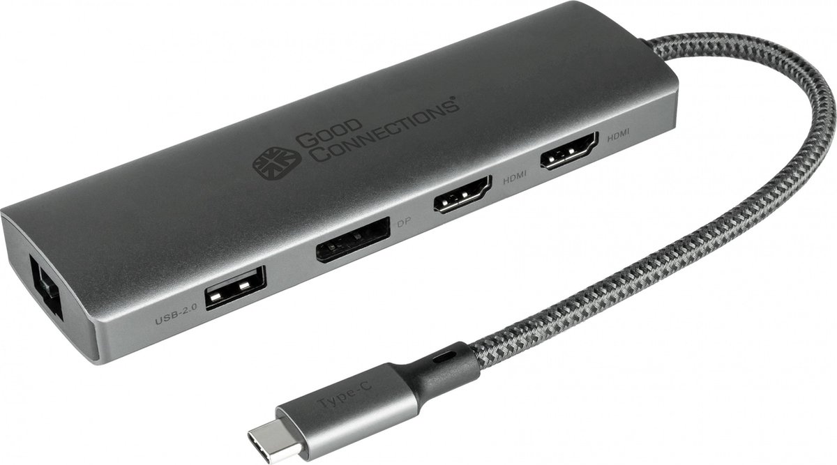 Alcasa HUB-C001A interface hub USB Type-C 5000 Mbit/s Antraciet