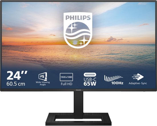 Philips E-line 24E1N1300AE - Full HD IPS Monitor - Verstelbaar - USB-C 65w - 100hz - 24 inch