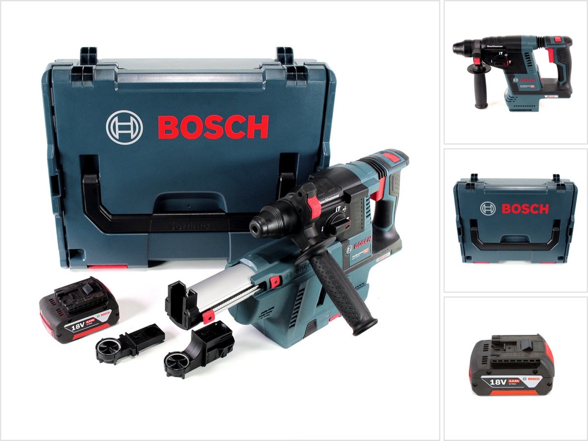 Bosch GBH 18 V-26 accuklopboormachine 18V SDS-Plus 2.6J + stofafzuiger + 1x accu 5Ah + L-Boxx - zonder oplader