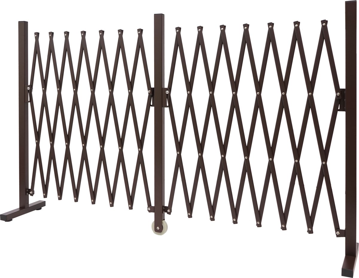 Afzethek MCW-B34, hekwerk, veiligheidshek, schaarhek, afscheidingshek, aluminium, uitschuifbaar, bruin ~ hoogte 103 cm, breedte 52-400 cm