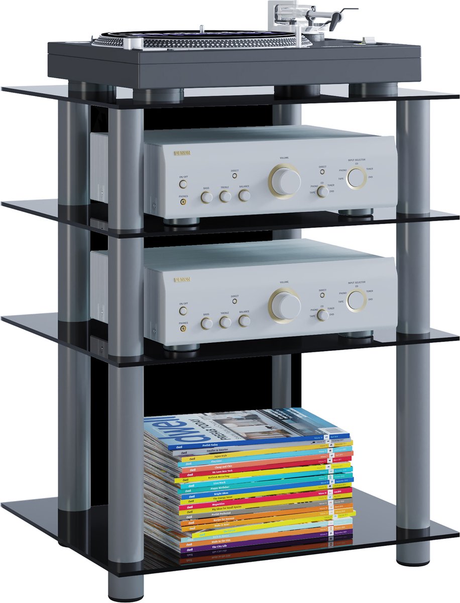 Hifi meubelrek kast phono plank aluminium glas phono media plank Bilus