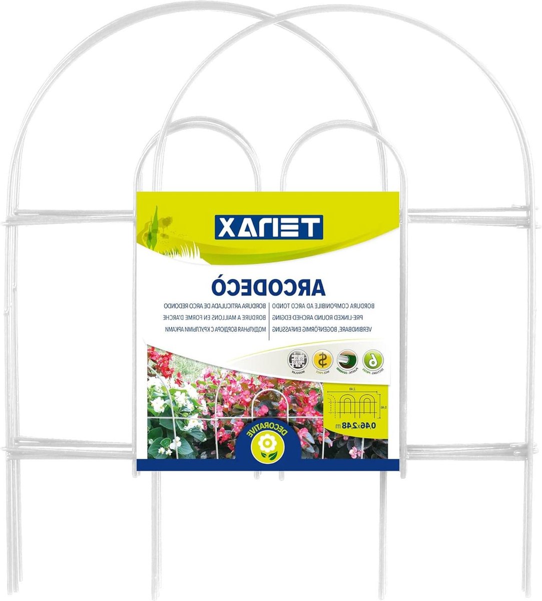 Witte ronde boogrand van kunststof gecoat staal - Arcodeco - 42 x 46 cm - 6 stuks