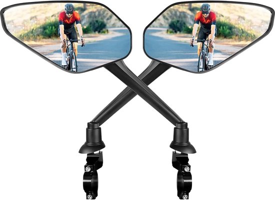 Evermotor Universele motorfietsspiegel, E-getest, 360° draaibare motorfiets achteruitkijkspiegel set M8 M10, motorfietsspiegel compatibel met scooter, bromfiets, ATV, bromfiets (2 stuks