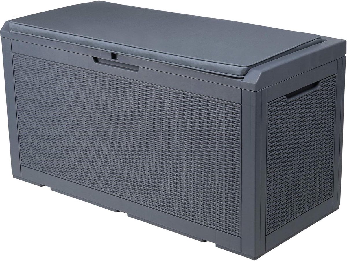Opbergbox Tuinkussenbox Grote Waterdichte Outdoor Opbergbox met Deksel Afsluitbare Terrasdekdozen voor Tuingereedschap Kussens Zwembadbenodigdheden 121 x 54 x 61 cm Donkergrijs Opbergbox Tuinkussenbox