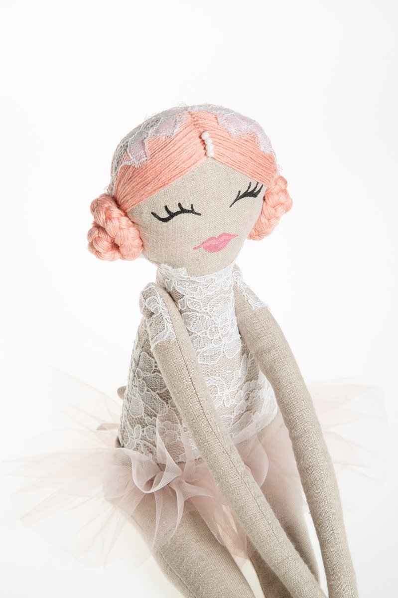 Handgemaakte Linnen Pop Ballerina Roze