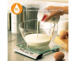 Aquatronic Electronic Kitchen Weighing Scale- Measures Liquids and Fluids- Add and Weigh Function- Stylish Stainless Steel and Glass Design- 5 Kg Capacity.