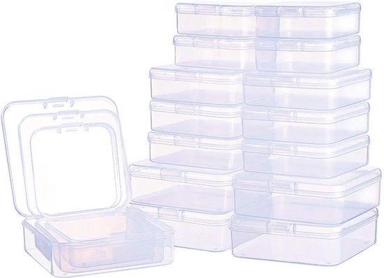 27 Pcs Mixed Rectangular Mini Clear Plastic Storage Boxes with Lid for ...