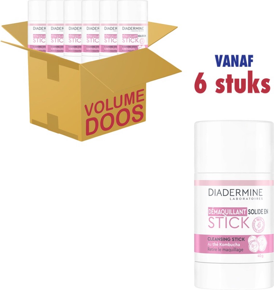 Goedkoopste 6x Diadermine reinigingsstick 40gr kombucha thee