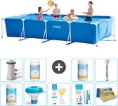 Bol.com Intex Rechthoekig Frame Zwembad - 450 x 220 x 84 cm - Blauw - Inclusief Pomp Chloor - Chloordrijver - Testrips - Reparat... aanbieding