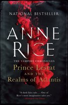 Boekomslag van 'Prince Lestat and the Realms of Atlantis' van Anne Rice. Rode inkt verspreidt zich over een donkere achtergrond.