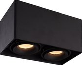 HOFTRONIC Esto - Plafondspot dubbel opbouw - Zwart - Kantelbaar en Dimbaar - Verwisselbare GU10 Spot - 4000K Neutraal wit - 5 Watt 800 lumen - 187x94x105mm - IP20 voor woonkamer, slaapkamer en gang - Plafondverlichting binnen