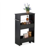 COSTWAY Nischenwagen 13 cm breed, 4 etages keukenwagen smal, nisrek op wielen, serveerwagen met handgrepen en leuning, badkamerrek van hout, voor keuken, badkamer, 47,5 x 13 x 80,5 cm (wit bruin