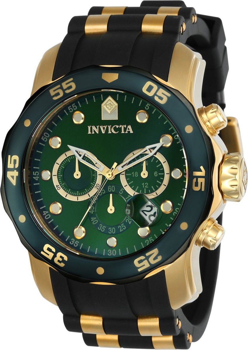 Invicta Pro Diver - SCUBA 17886 Heren Horloge - Waterdicht - Analoog - Quartz Uurwerk - Roestvrij Staal met groene Wijzerplaat - 48mm