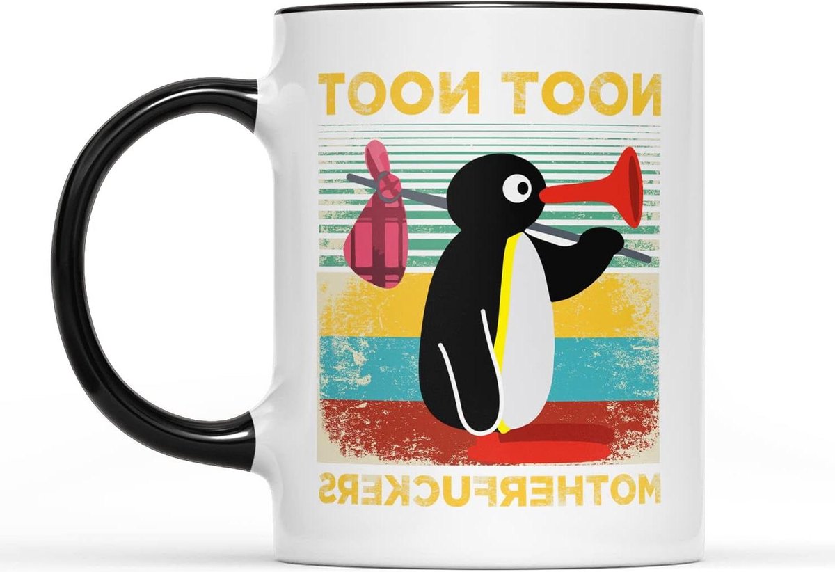 Motherf*ckers Novelty Funny Joke TV Theme Television Program Penguin Quote Swearing Rude Rough Hilarious Gift Mug - Tea Coffee Cup (Black Handle Prime)
