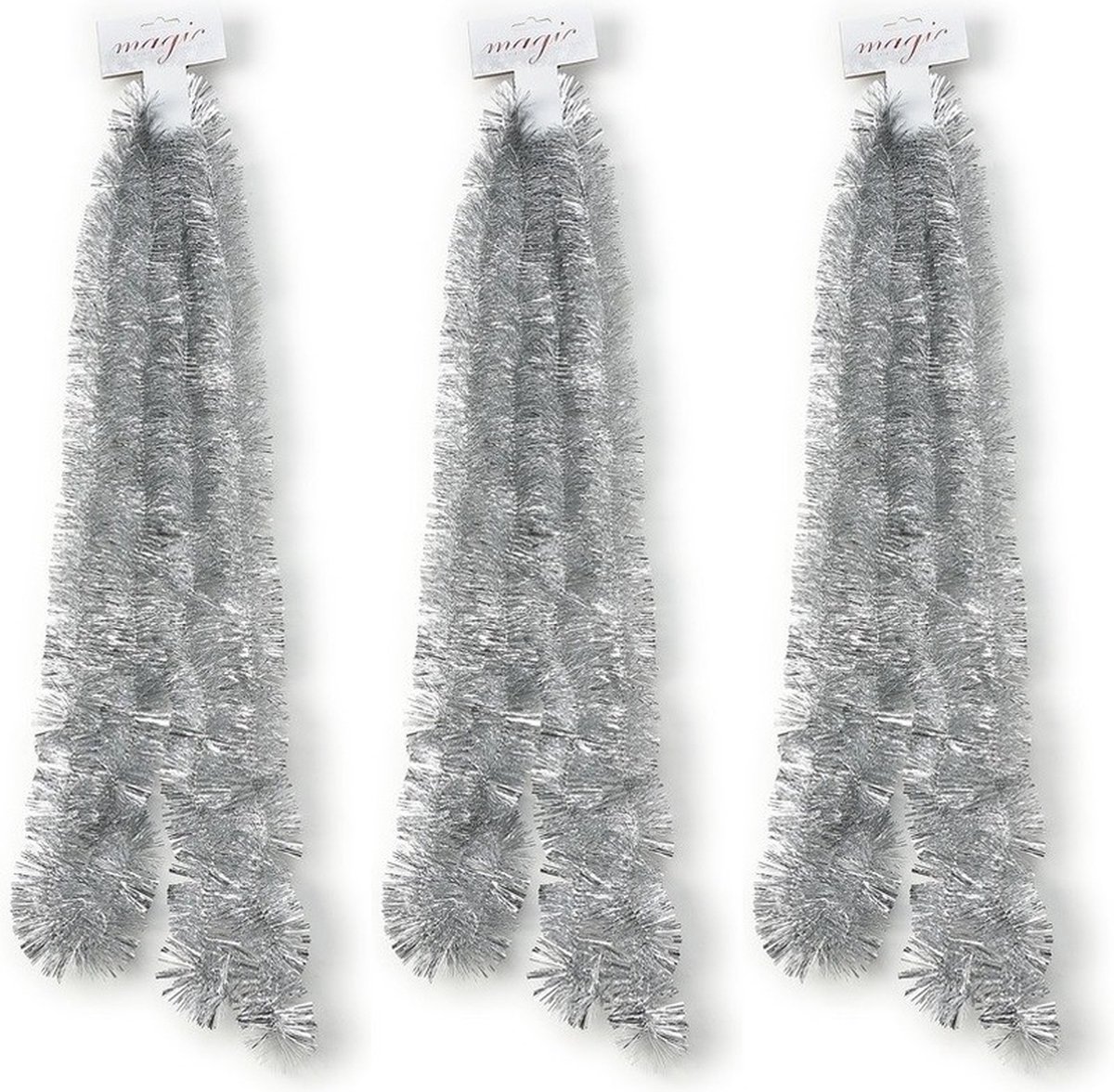 3x Kerstslingers zilver ca. 5 x 270cm - Guirlandes folie lametta - Zilveren kerstboom versieringen
