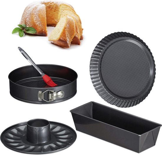 NutriChef Bakvormenset - 8-delige Stapelbare Stalen Antiaanbak Bakplaten set-Inclusief ronde Taartvorm, Muffinvormen, Brede/Vierkante Bakvormen- Bakplaat en Braadslee-Zwart