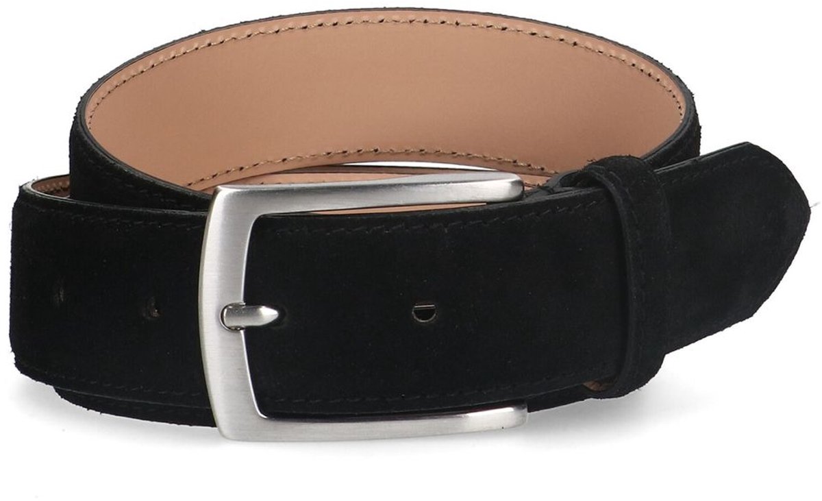 Manfield - Heren - Zwarte suède riem - Maat 95