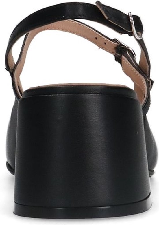 Manfield - Femme - Slingbacks en cuir noir - Taille 42