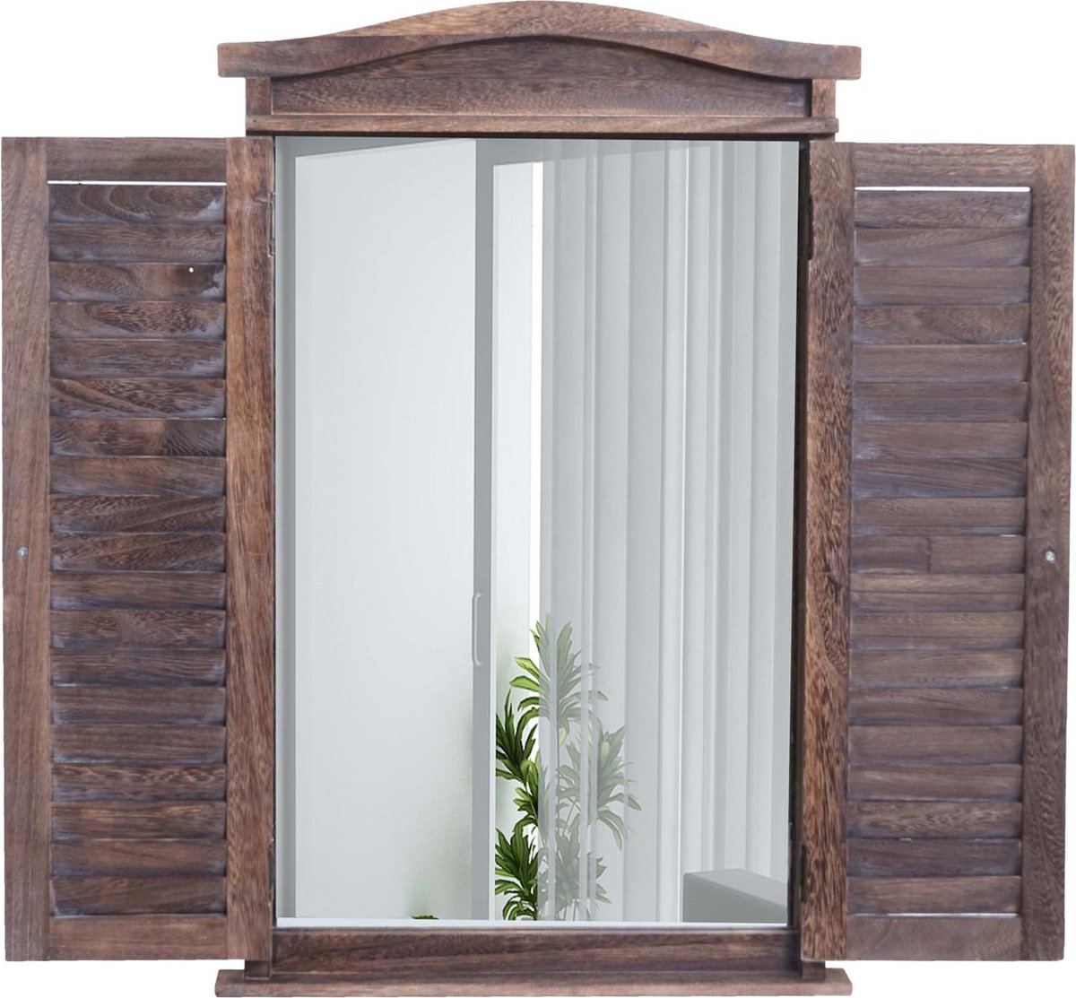 Wandspiegel Badkamerspiegel Badkamerspiegel venster met luiken, 71x46x5cm ~ shabby brown