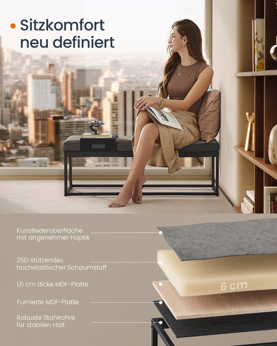 Banc avec espace de rangement en cuir artificiel