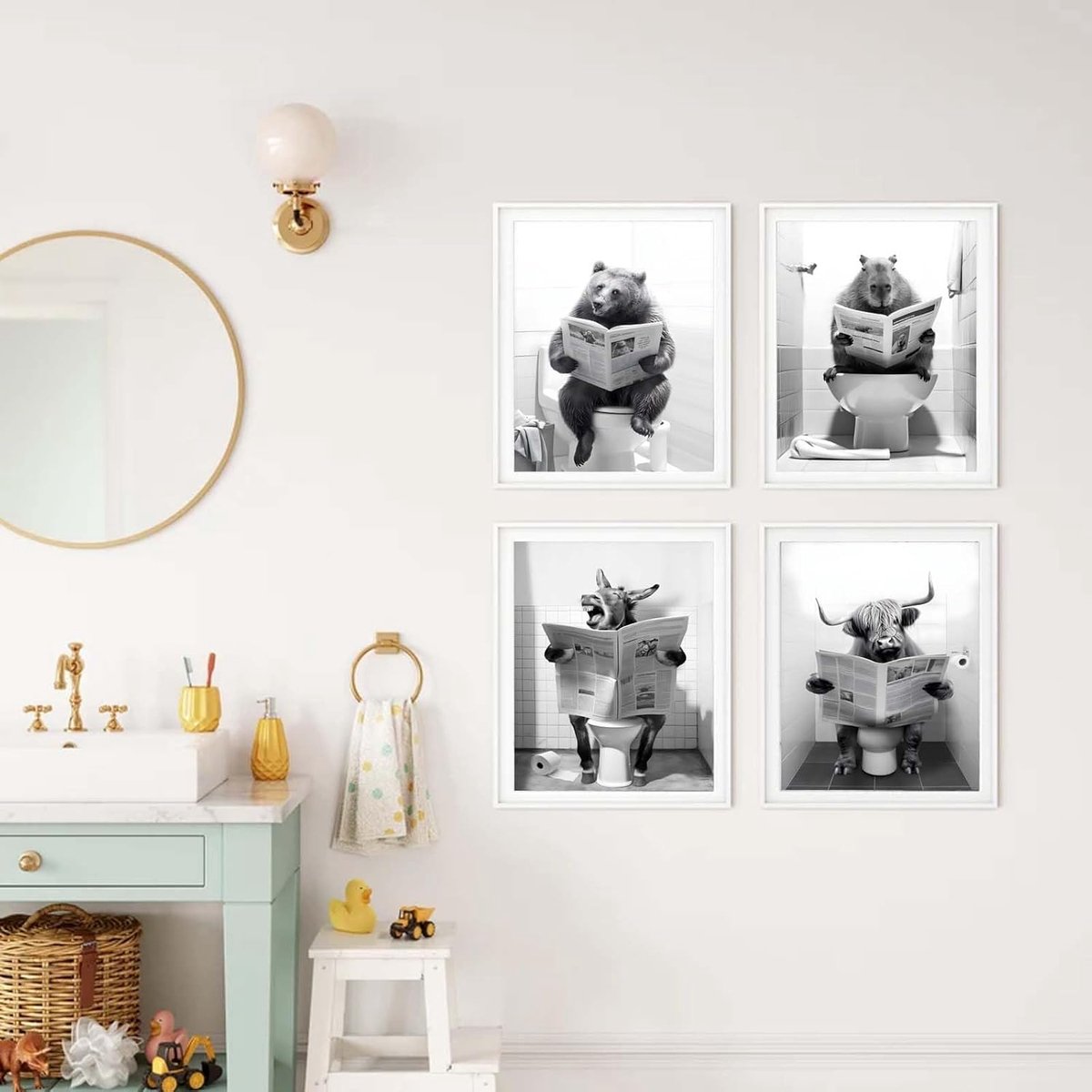 Grappige badkamer borden, vintage toilet decoratie poster